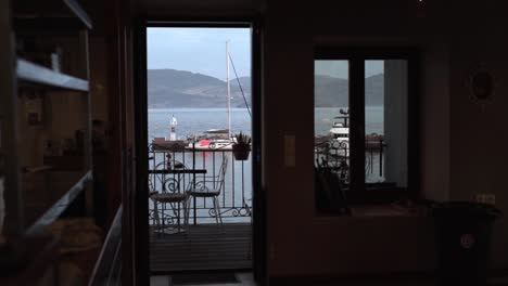 view out the hotel back door overlooking the aegean sea near lesvos, greece