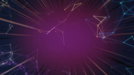 animación de redes de conexiones con rayos parpadeantes sobre fondo púrpura