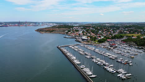 beautiful coastline view of långedrag, gothenburg, sweden - aerial shot