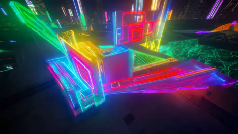 neon cityscape art installation