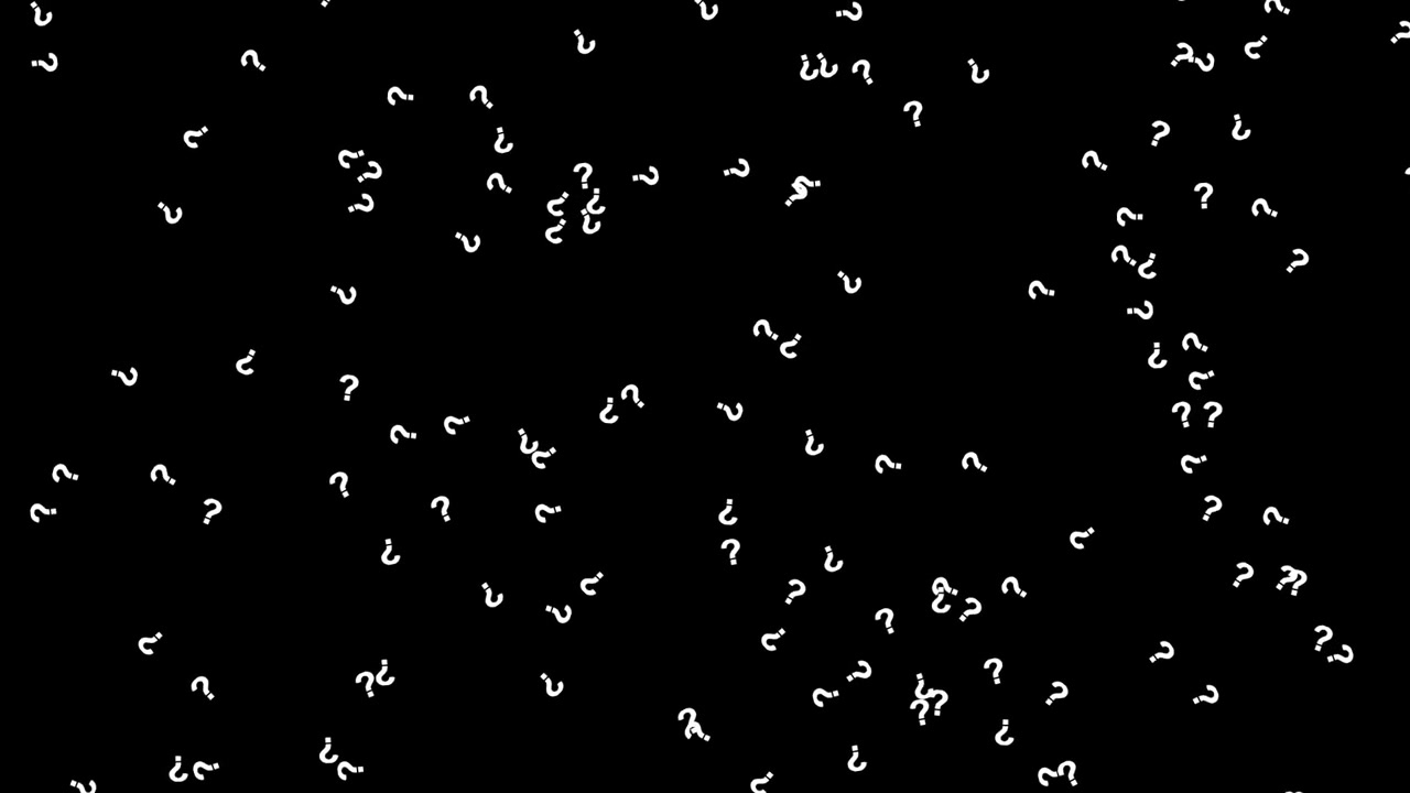 Animated White Question Marks Floating on Black Background
