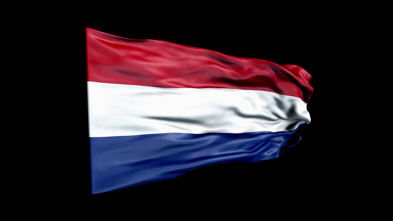 현실적인 네덜란드 발은 3d 애니메이션을 흔들고 있습니다. 네덜란드의 국기. 4k 네덜란드 플이 원활한 루프 애니메이션입니다.