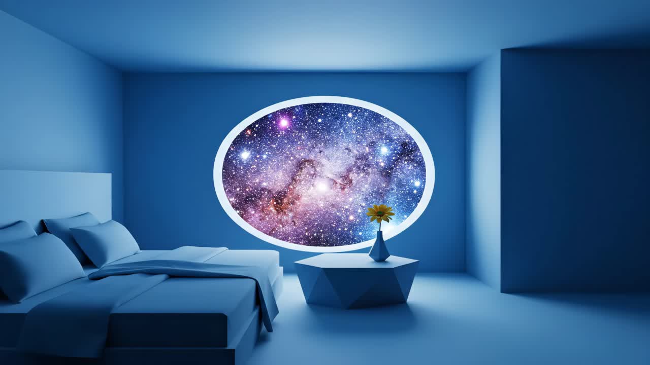Modern Bedroom with Galaxy View