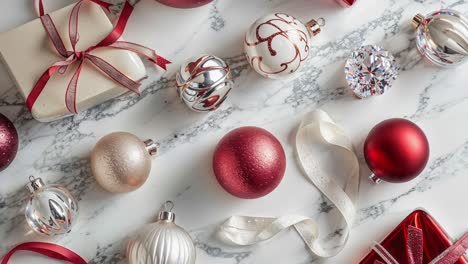 christmas decorations on marble