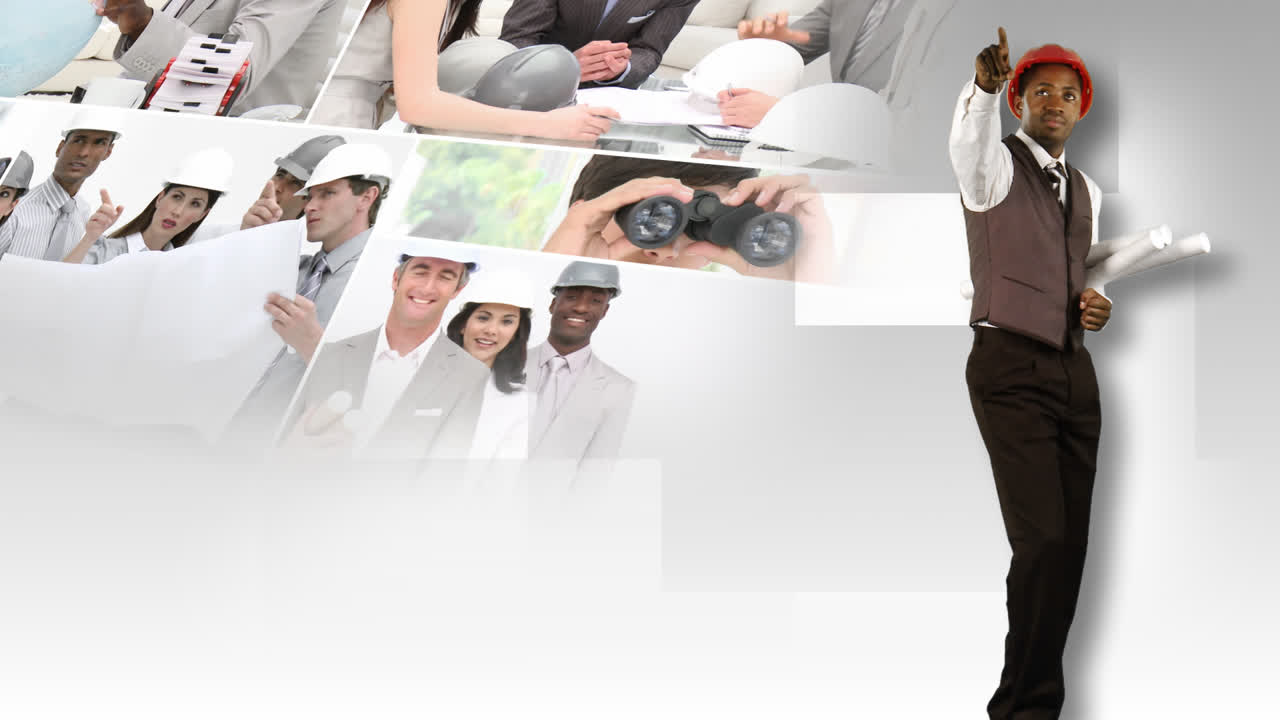 montaje que presenta a los arquitectos en el trabajo