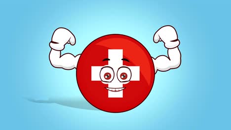 cartoon icon flag switzerland face animation power strength with luma matte
