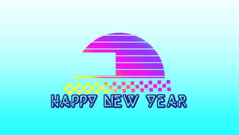 Happy-New-Year-with-retro-style-in-cinema-on-blue-gradient