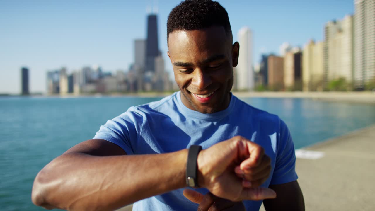 Portrait of African American male resting after workout