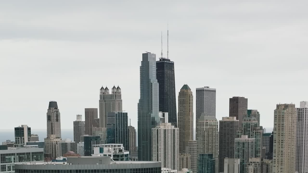 Vista Metropolitana Densa de Chicago e Horizonte Urbano