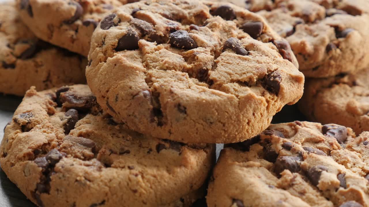 galletas en la mesa de madera inclinación lenta 4k 3840x2160 imágenes ultrahd - inclinación lenta de galletas de chocolate en la superficie de madera 4k 2160p video uhd