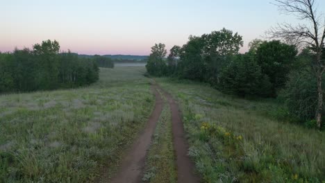 misty country road at dawn