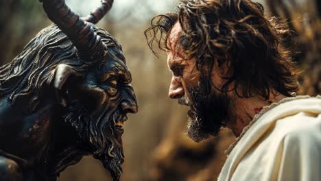 epic confrontation: man vs. demon
