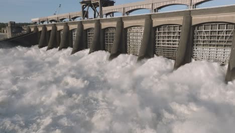 aerial footage of bonneville dam on the columbia river between oregon and washington. shot using dji mavic 3 cine at 24 fps.
