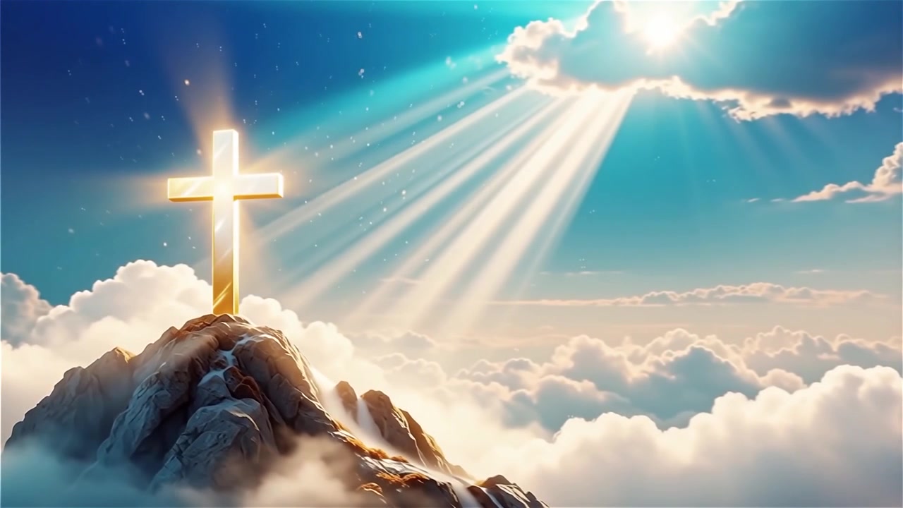 Christian Cross Heavenly Light Worship Background