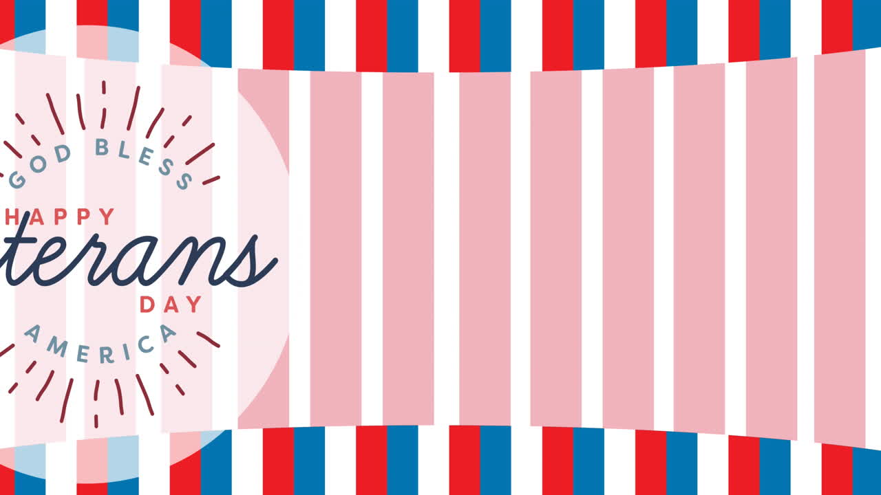 미국 발 줄무 위의 행복한 참전용사 날 텍스트의 애니메이션