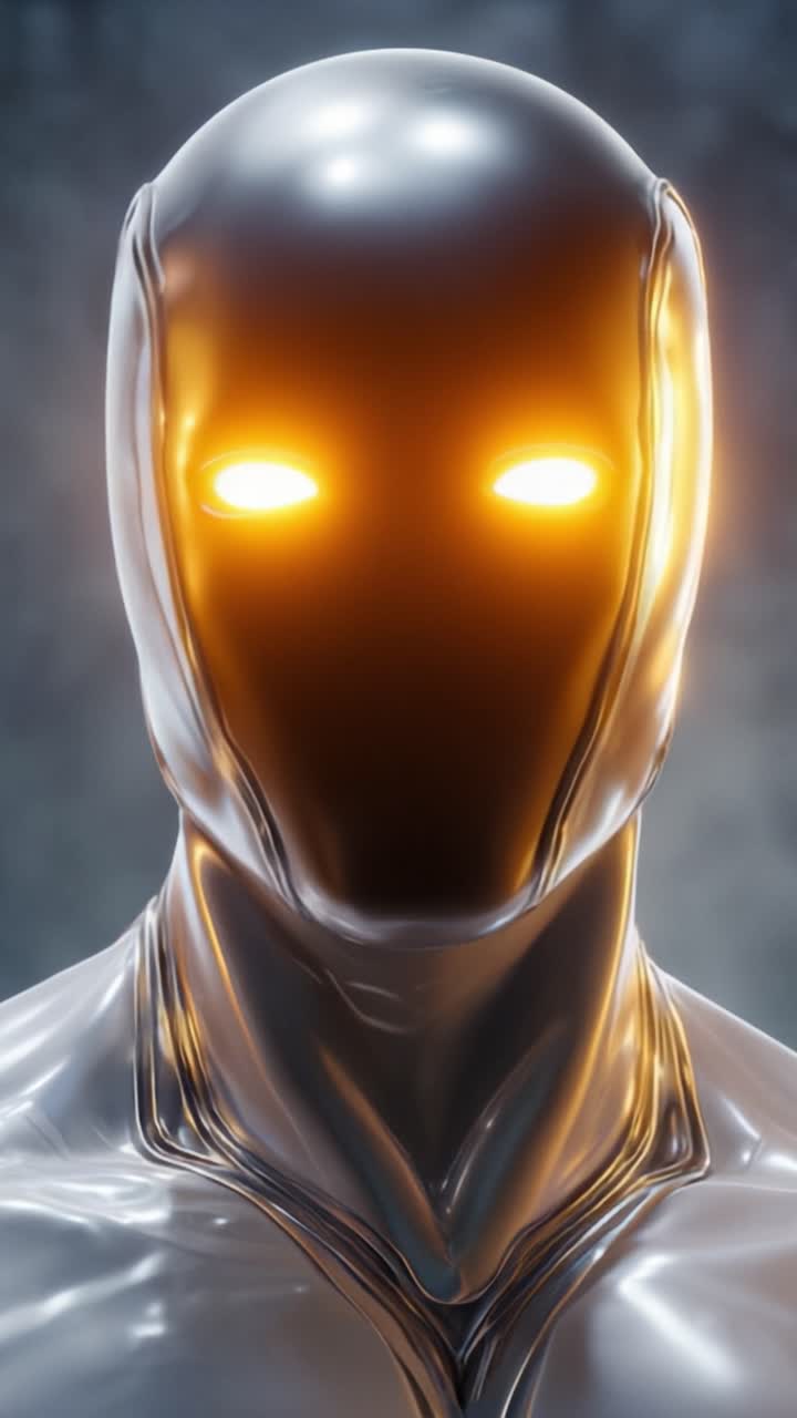 Una figura umanoide futuristica con un design elegante e caratteristiche luminose, che rappresenta tecnologia avanzata e intelligenza artificiale in un'accattivante esposizione visiva.