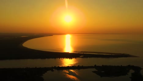 drone aerial view dolly side panning over paradise beach sunrise, south america, santa catarina, brazil