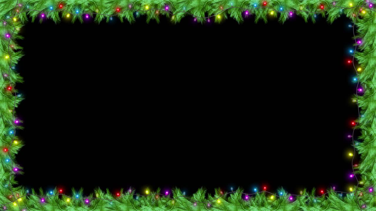 Christmas festive frame twinkling lights fir branches decorations candy for space for design