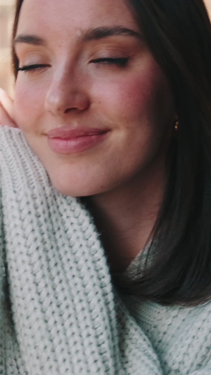 Close-up Portrait of a Young Woman Smiling and Relaxing