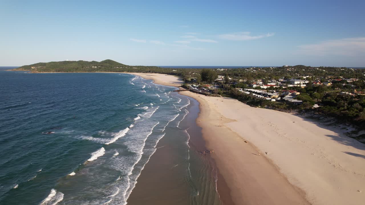 Aerial View Of Belongil Beach - Byron Bay Swimming Pool In Byron Bay, New South Wales, Australia.