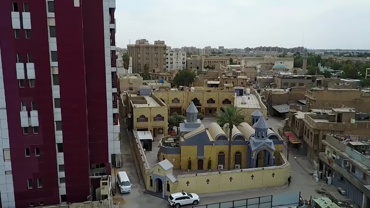 aerial footage of  Baghdad city , iraq