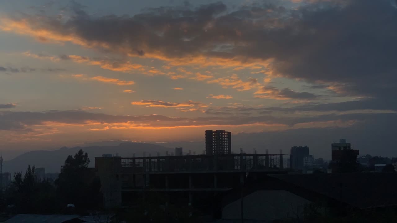 city view during sunset time lapes in Ethiopia... Addis Ababa