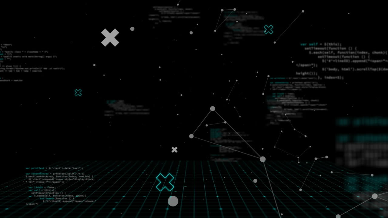 우주에 대한 데이터 처리와 함께 네트워크 연결의 애니메이션
