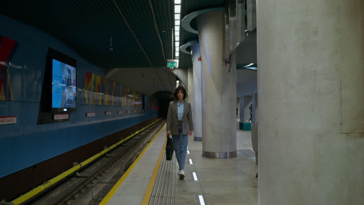 지하철역을 고 있는 여자