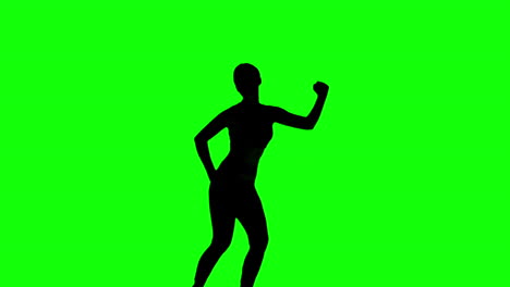 Silhouette-of-woman-doing-fitness-on-green-screen