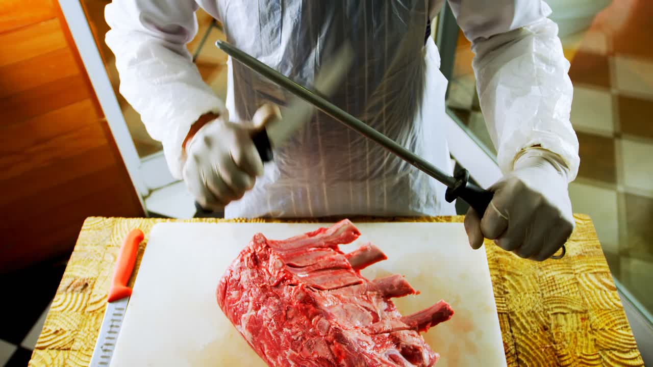 4k 가게에서 도살기 날카로운 칼