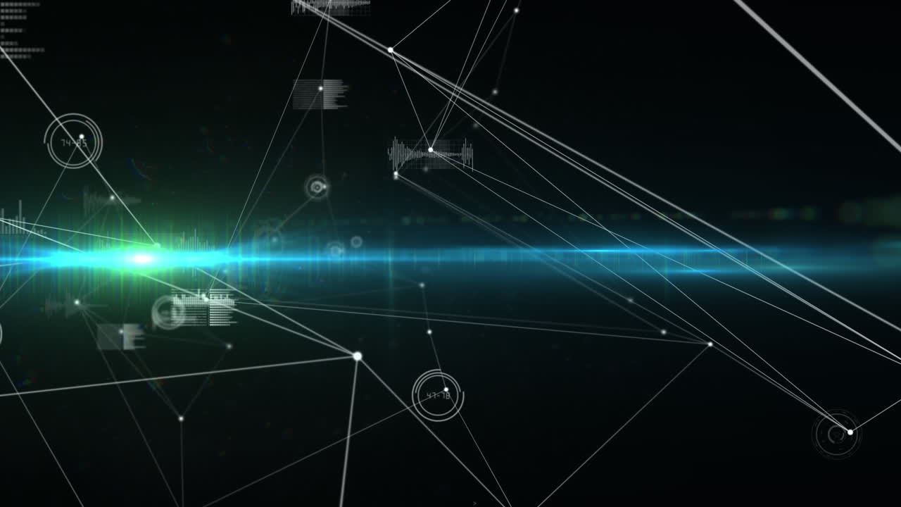 Animation of network of connections and data processing