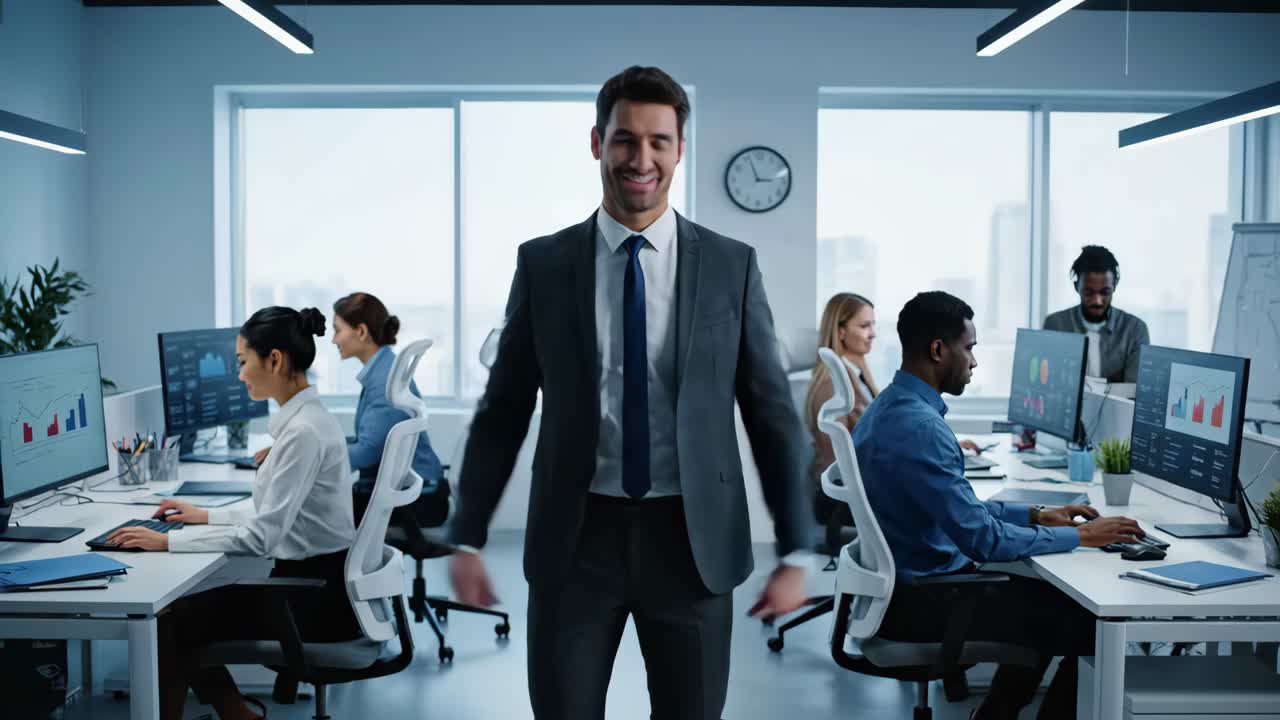 A Business Team Working in a Modern Office