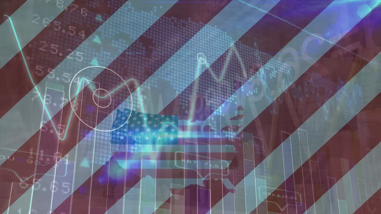 animación del procesamiento de datos sobre las banderas de los ee.