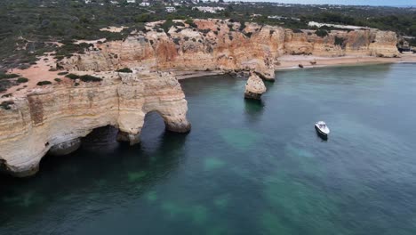 Drone-shot-of-Elephant-Rock-on-Portuguese-Southern-Coast