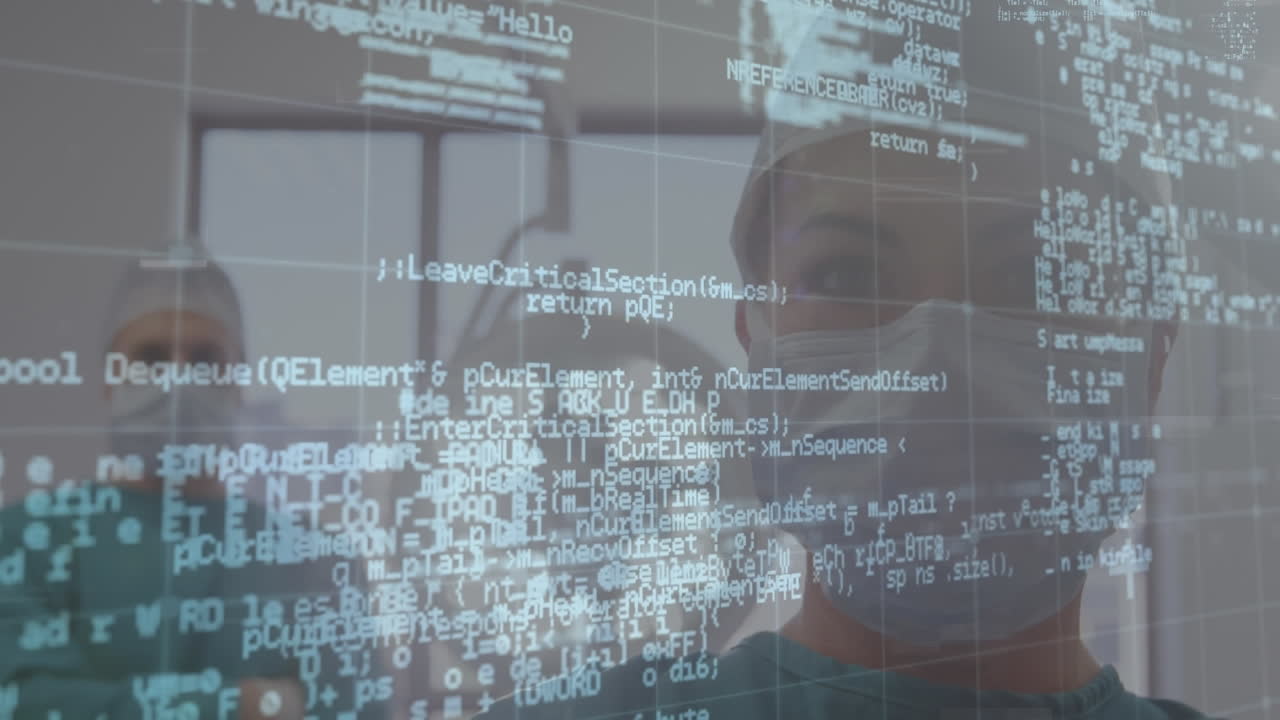 animación del procesamiento de datos sobre diversos cirujanos en el hospital