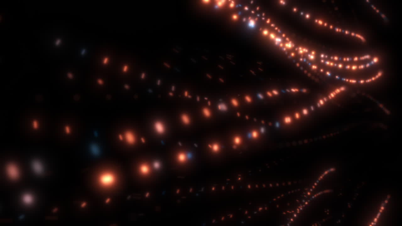 Red and Blue Data Flow Tenticle Particles Glowing on Black Background Weaving Organically. Information Digital Technology Visualization for Business Presentations and videos about AI, computing