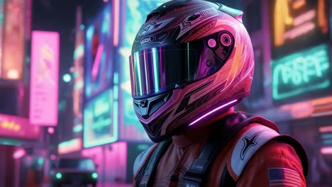 cyberpunk rider in neon city