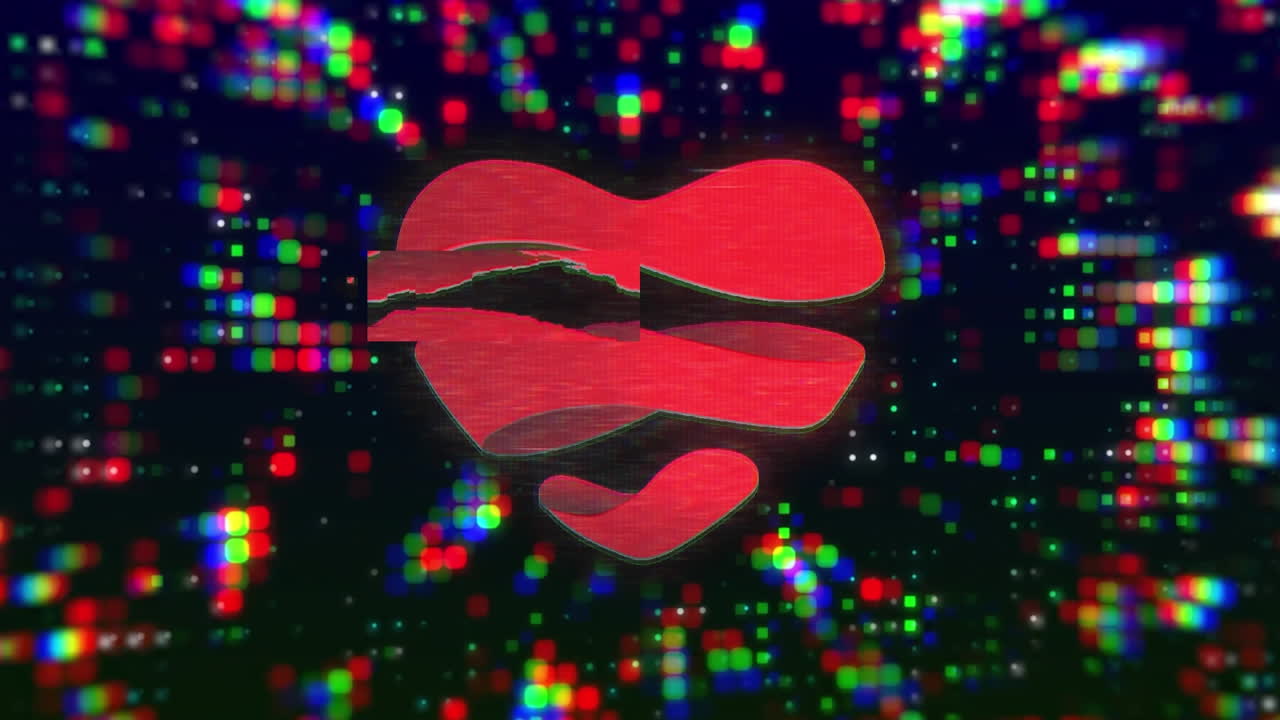 디지털 심장에 대한 데이터 처리의 애니메이션