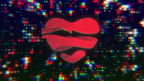 animación del procesamiento de datos sobre el corazón digital.