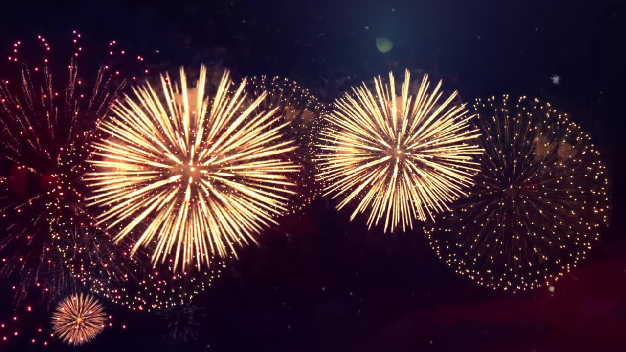 Shining fireworks with lights in night sky glowing fireworks show multicolored fireworks in night