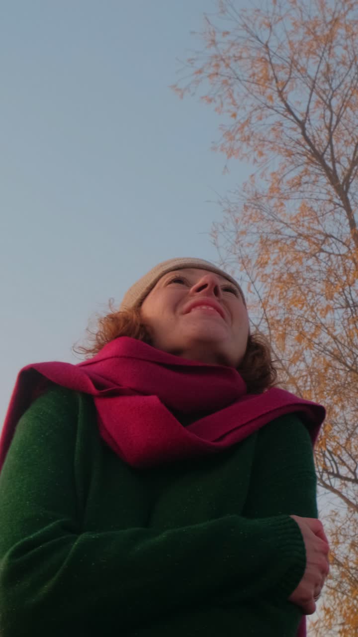 Woman Smiling Outdoors in Winter