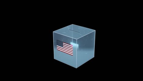 ballot paper going in to voting box with usa flag-democracy concept.elections + alpha channel  (loopable)