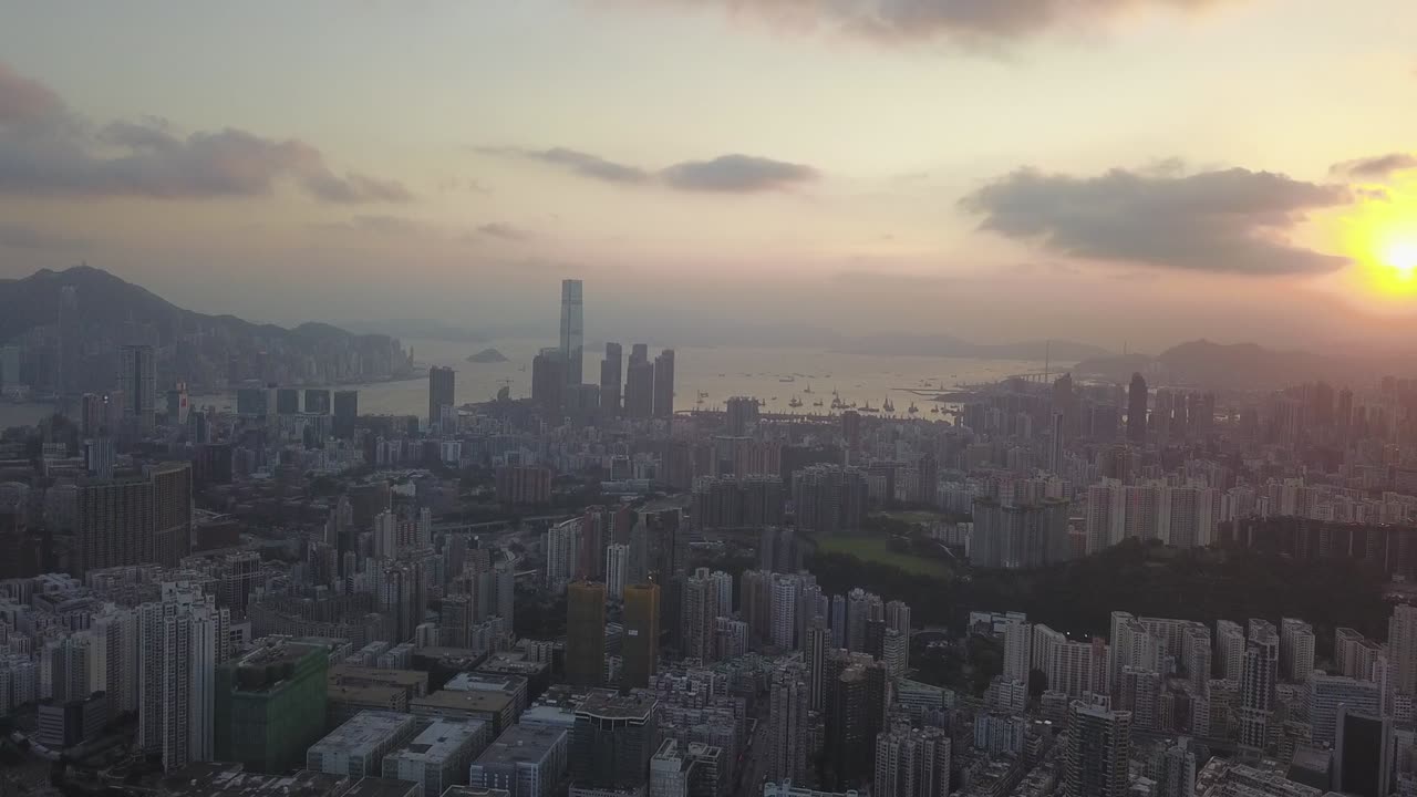 imagen aérea del distrito de kowloon en hong kong