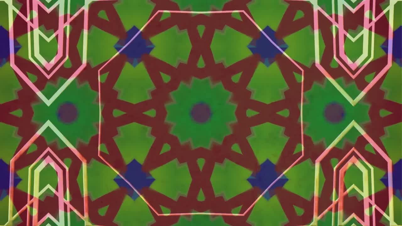 Forme caleidoscopiche colorate che si muovono ipnoticamente
