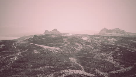 dramatic winter dark desert steppe on a highland mountain plateau