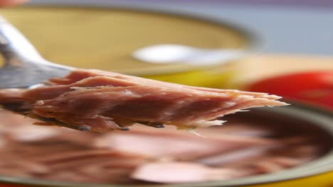atún enlatado en un tenedor