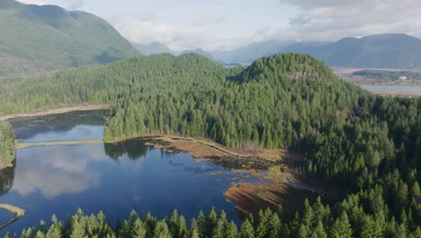 Aerial-Footage-of-Minnekhada-Regional-Park-in-4k,-British-Columbia,-Canada