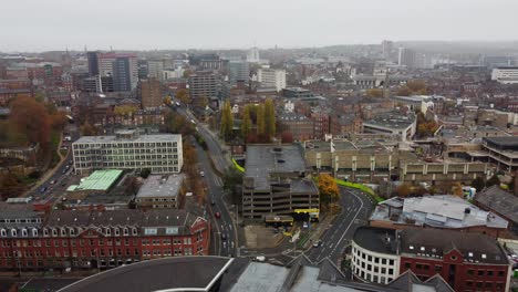 nottingham city 2021 uk ,drone aerial footage vibrant autumn colours