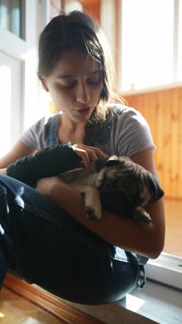 girl and her puppy