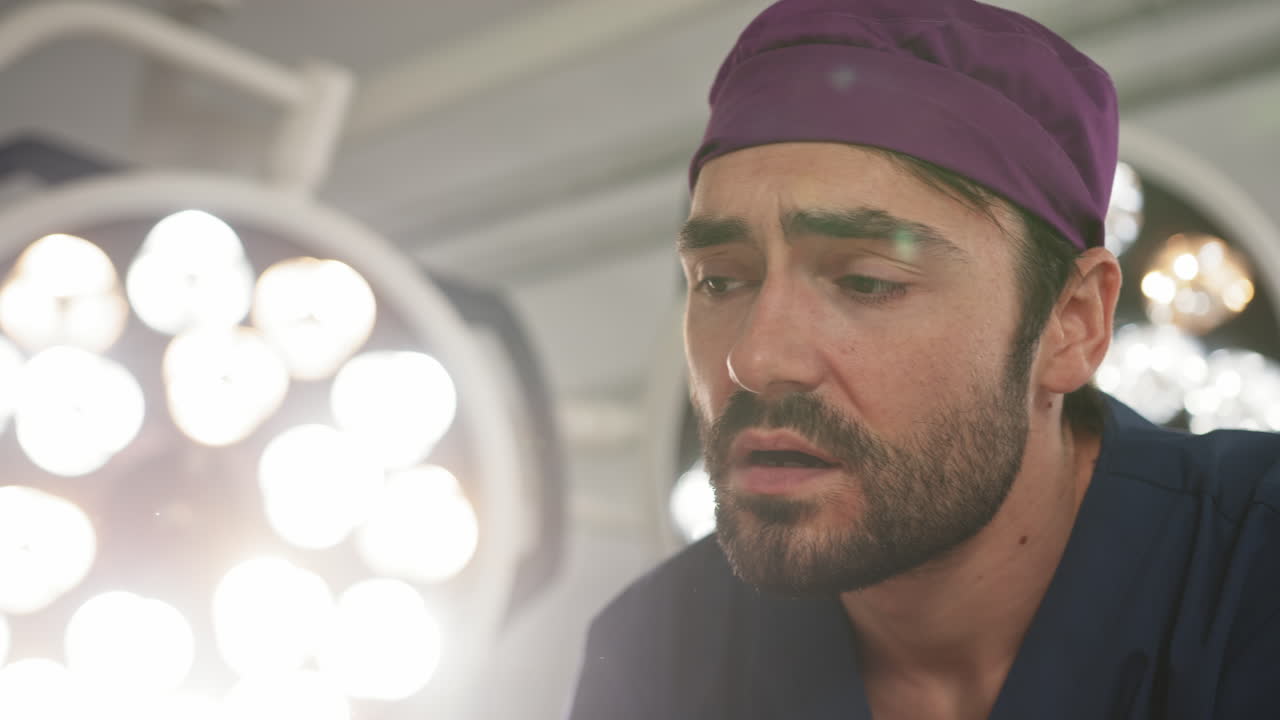 Concerned doctor in operating room